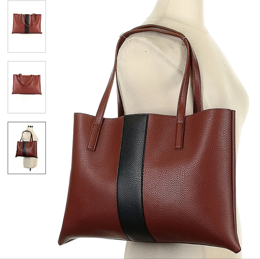 Vince Camuto Brown, Black Leather Tote